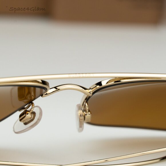 Burberry Women Sunglasses Gold Brown Polarized Rectangular BE3130 110983 NEW - Picture 9 of 10